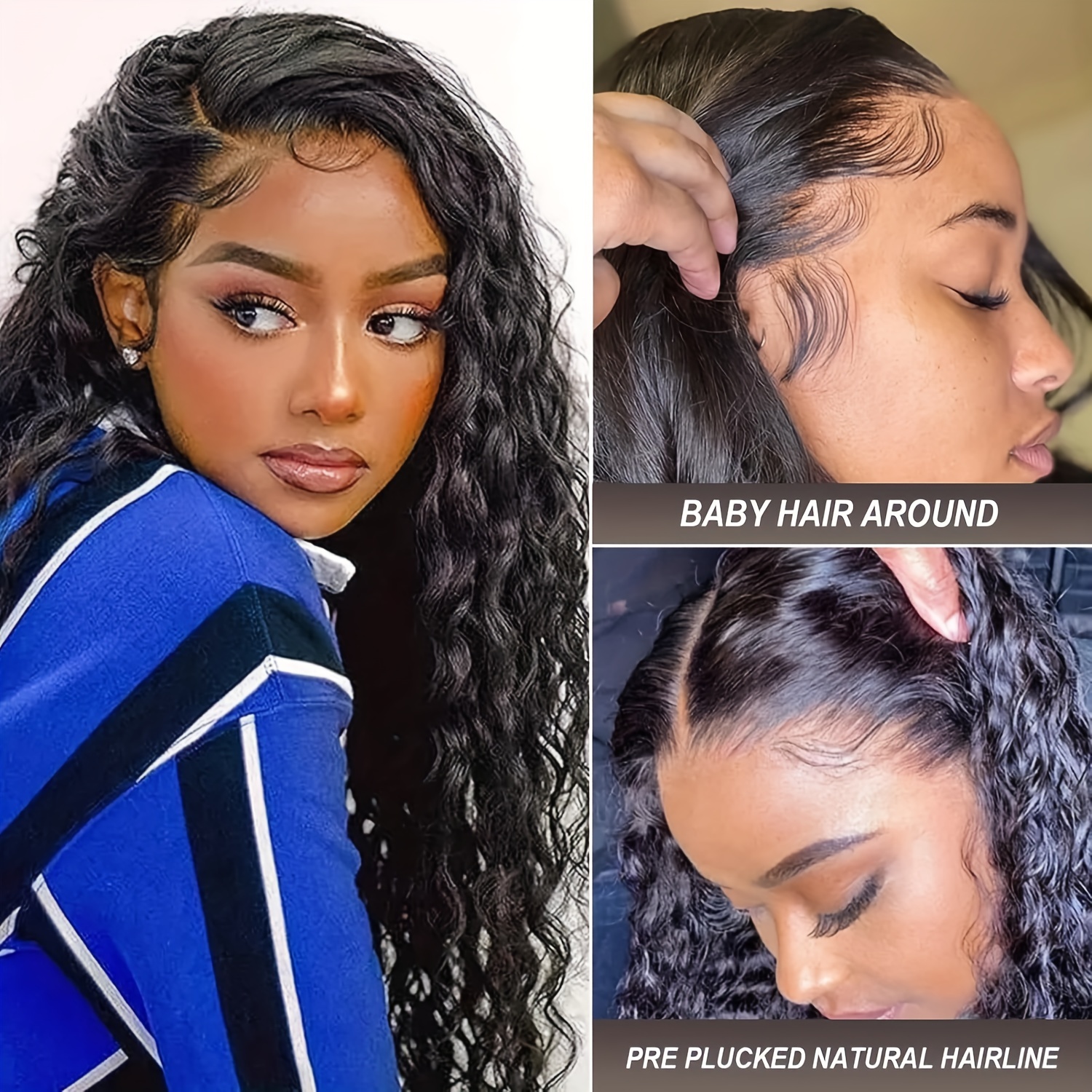 Water Wave 13x4 Lace Front Wigs Human Hair Pre Plucked Baby - Temu Canada