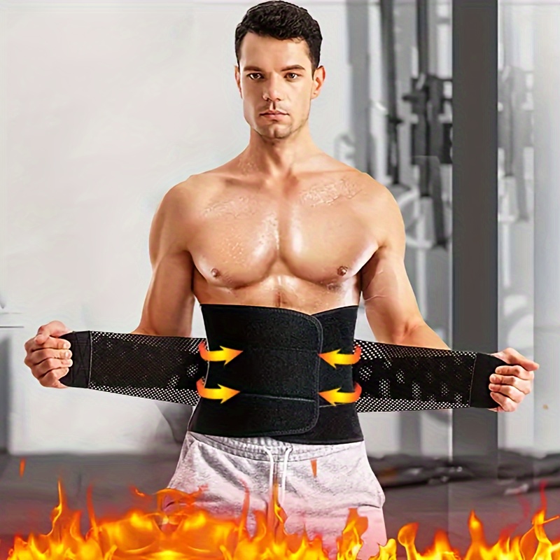 1pc Black Neoprene Sweat Workout Abdomen Belt, Adjustable Breathable Back  Lumbar Support, Workout Sweatband, Waist Trimmer, Tummy Control For Body Sha
