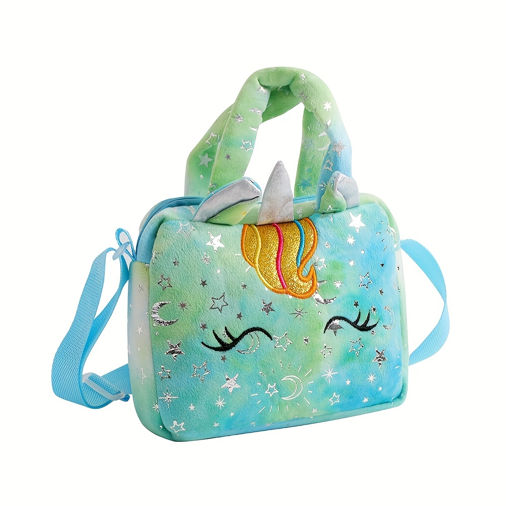 Cartoon Plush Unicorn Handbag Wallet One-shoulder Kindergarten Squinting  Small Square Bag Gift - Temu