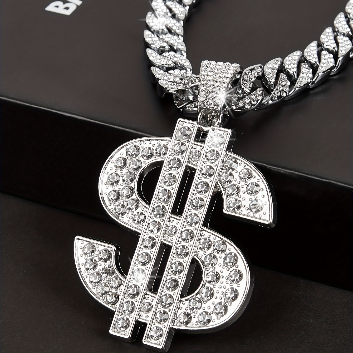 Big Dollar Pendant Cuban Chain Necklace