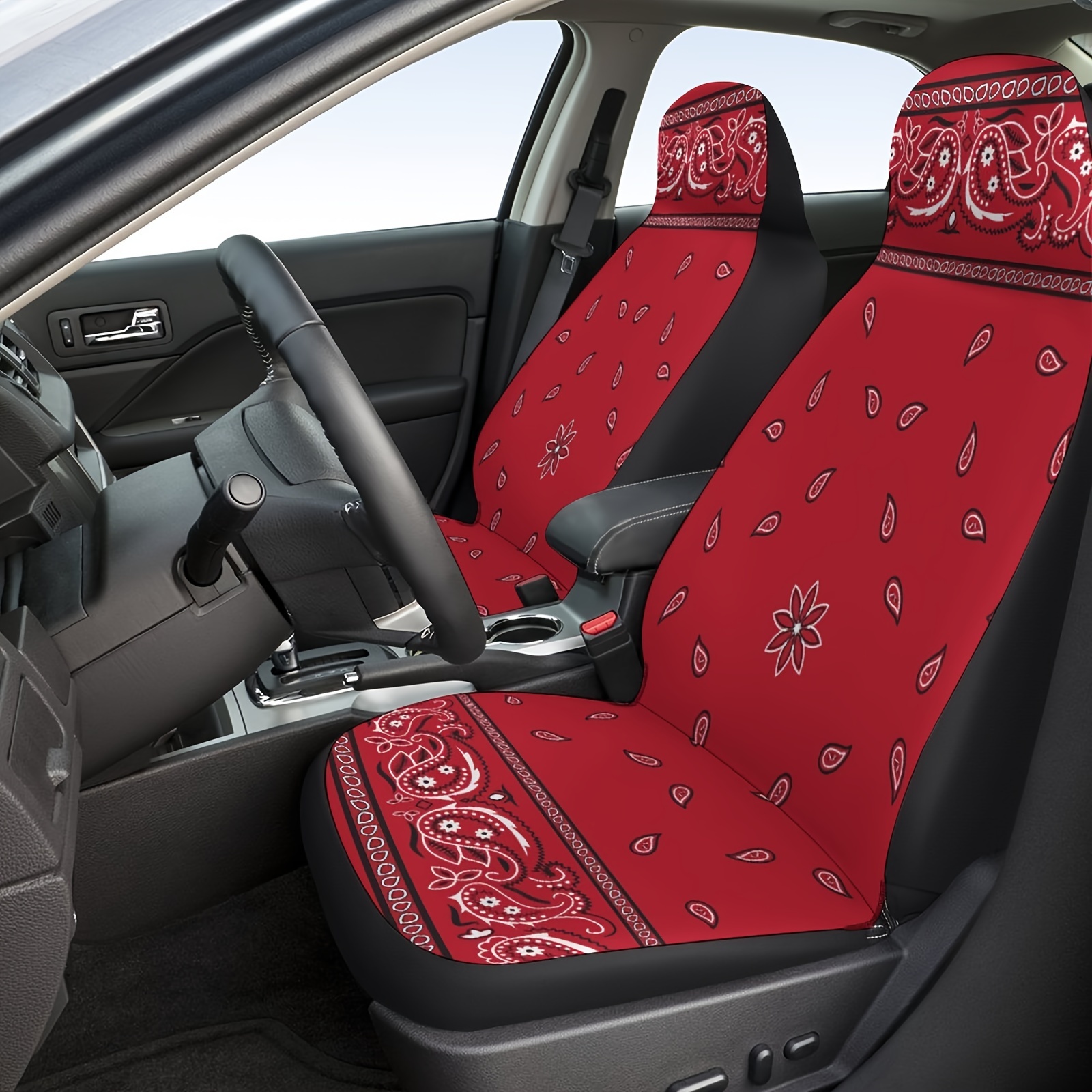 Coverado Juego completo de fundas para asientos de coche, de  piel de napa de alta calidad, con patrón en relieve, accesorios interiores  de ajuste universal para la mayoría de coches, sedanes