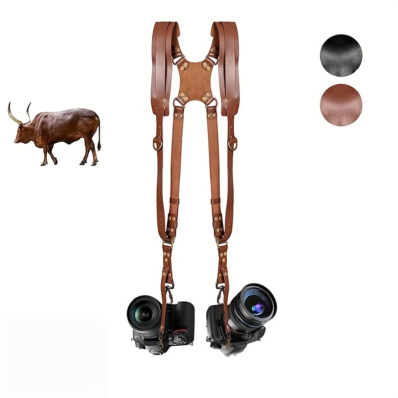 Sangle en cuir pour appareil photo DSLR, Double bretelle d'épaule,  accessoires de photographie, harnais d'appareil photo Portable - AliExpress