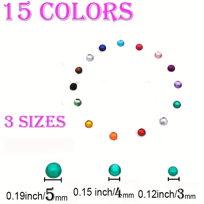 Self-adhesive Rhinestone Stickers,15 Colors 900pcs Festival Carnival Embellishments  For Crafts, Body, Nails, Etc.