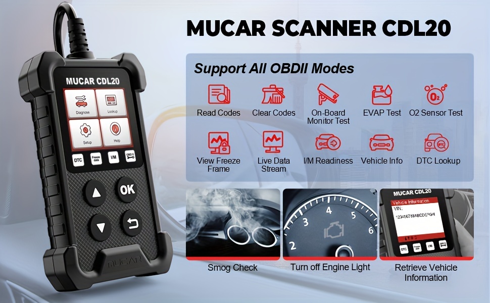 Obd2 Scanner Universal Obd Ii Code Reader, Cdl20 Obd2/eobd Car