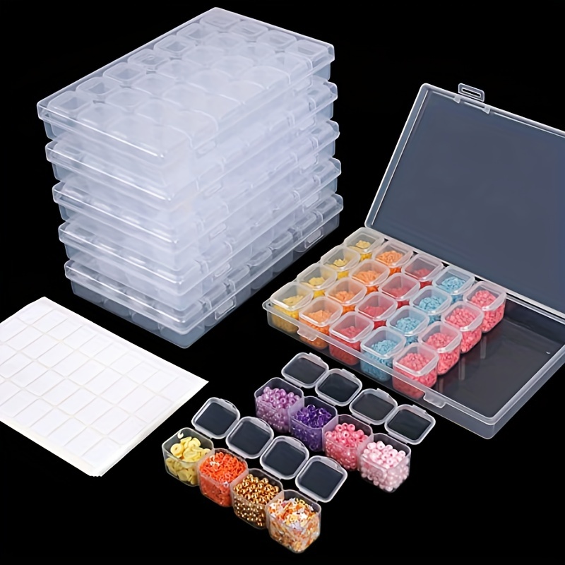 60 Grids Diamond Painting Storage Containers 5D Art Craft Accessories Beads  Organizers with 64 Pieces of Label Stickers for Nail Diamonds Rhinestone