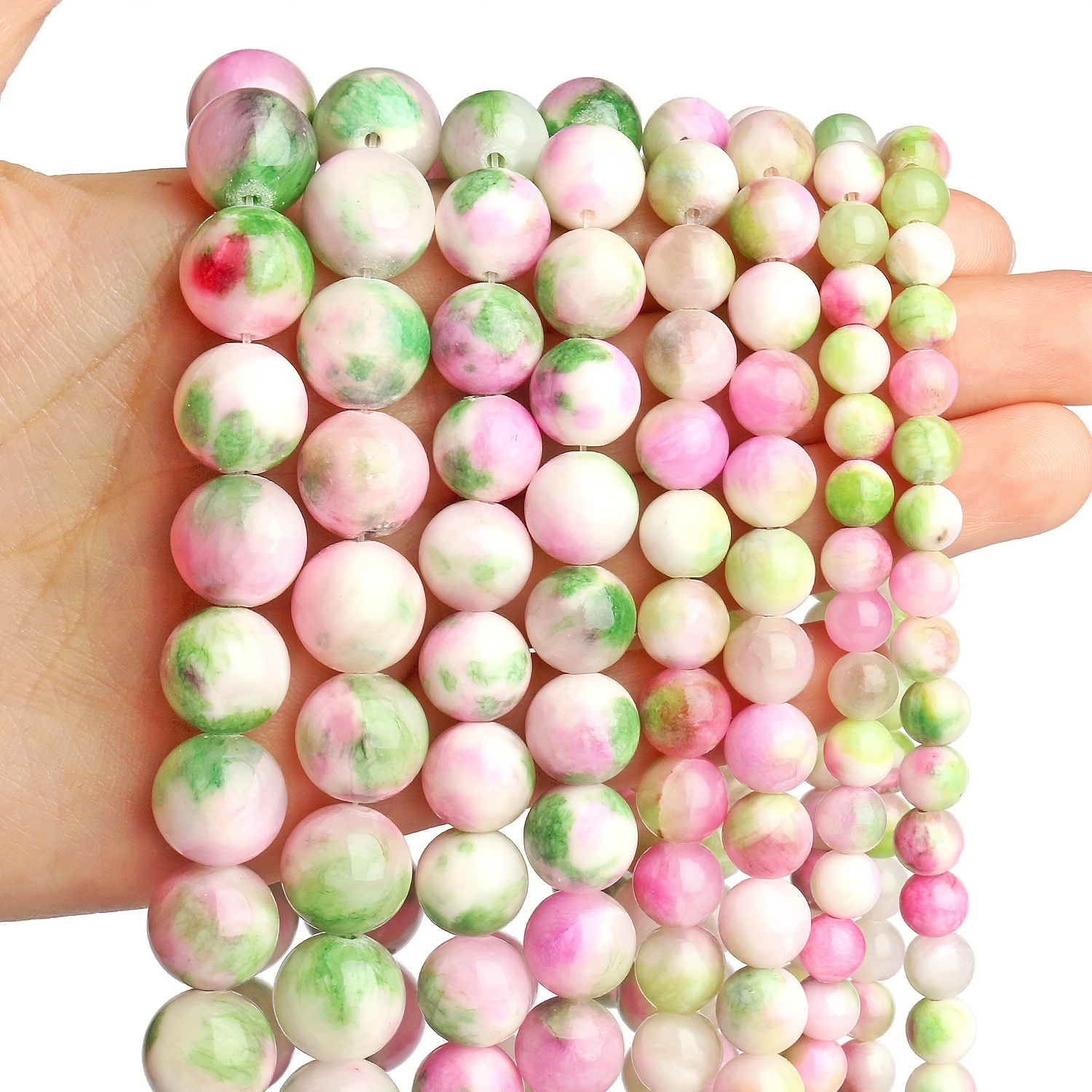 Natural Stone Beads Green Purple Persian Jade Round Loose - Temu