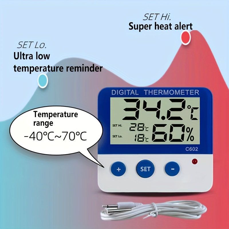 Thermomètre Frigo Numérique Température -50°C à 70°C avec Crochet
