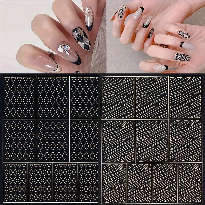 Airbrush Stencils Nail Stickers For Nails hollow French Nail - Temu