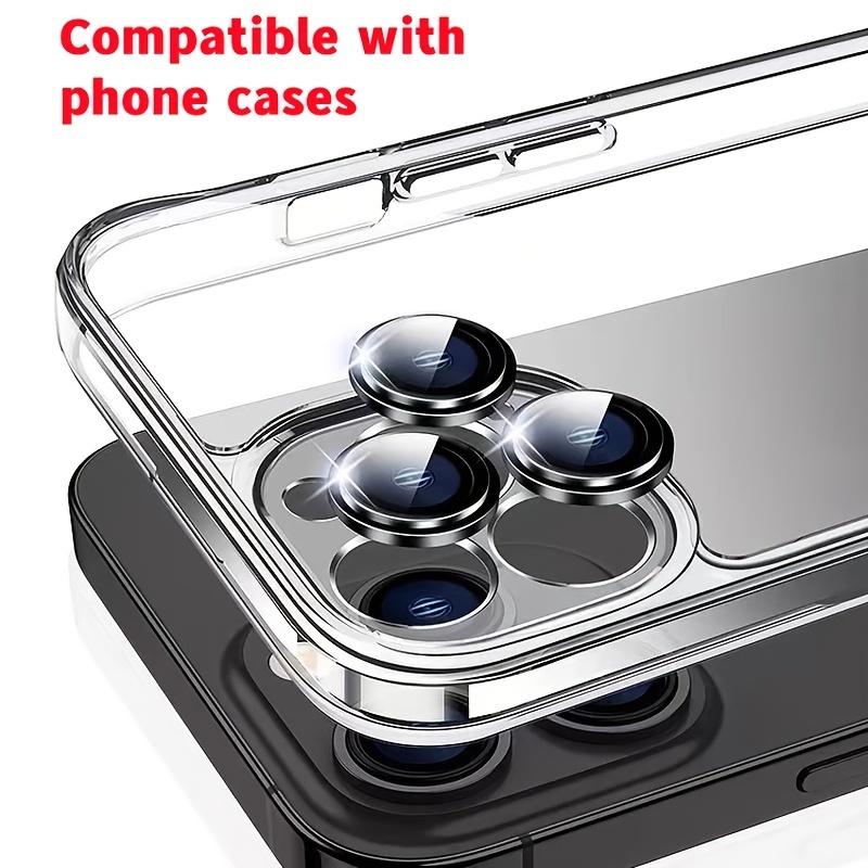 Camera Lens Protection Glass Black Lens Metal Ring Protector - Temu