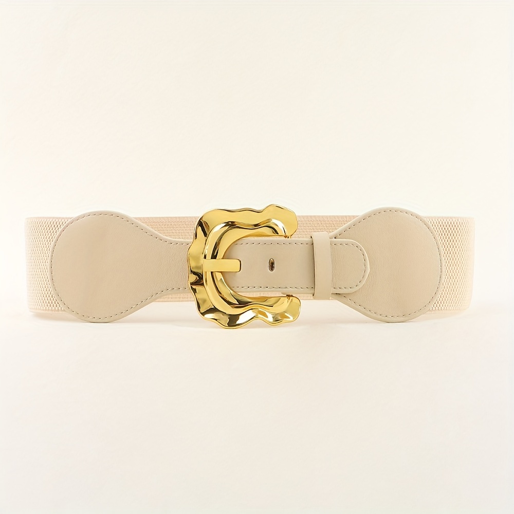 Geometric Wide Belt Elastic Vintage Waistband For Women