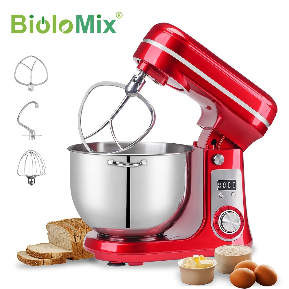 Stainless Steel Bowl Electric Stand Food Mixer Cream Blender Knead Dough  Cake Bread Chef Machine Whisk Eggs Beater (Color : A) (A) fine (B)