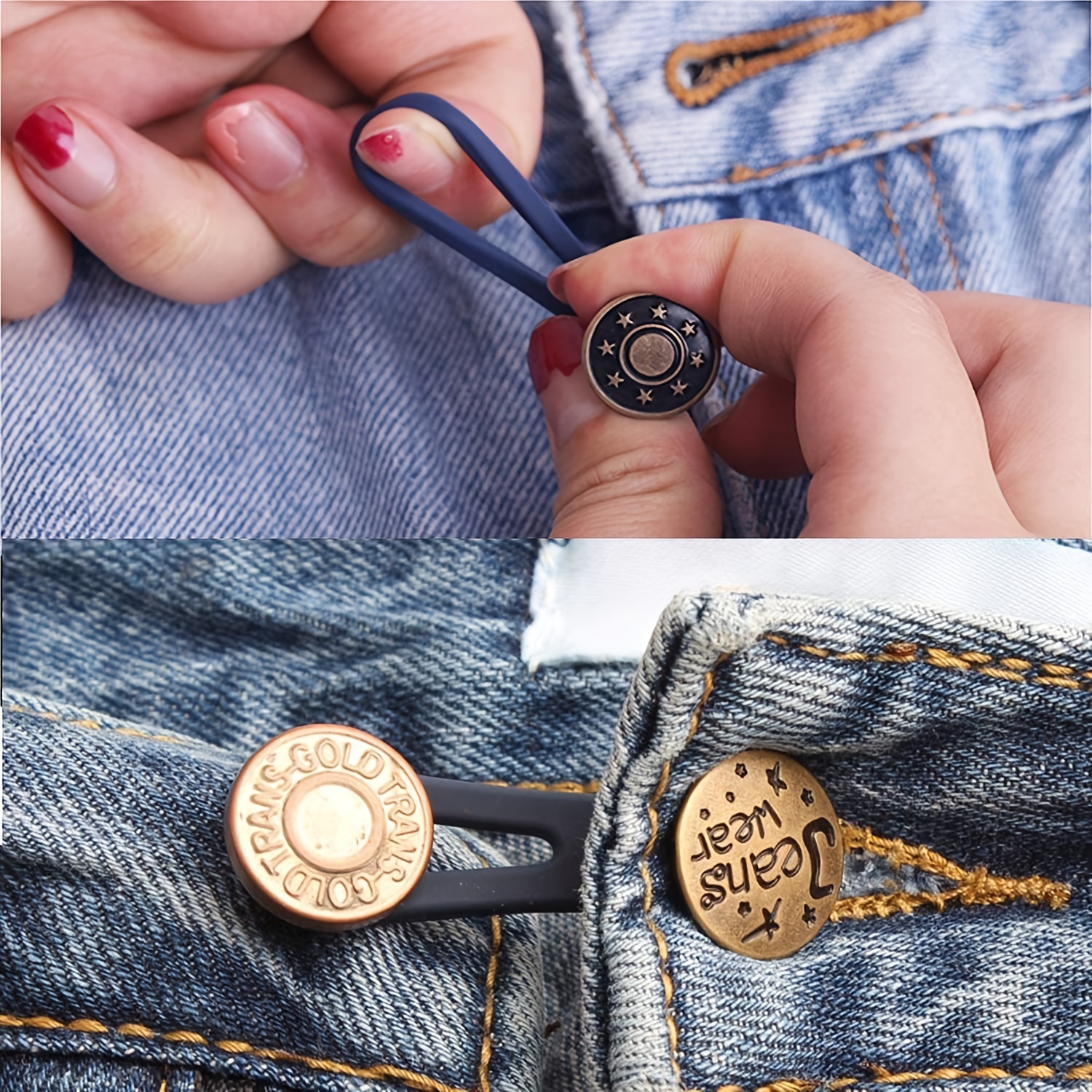 5pcs Metal Jeans Button Fastener Free-sewing Free-nail Adjust
