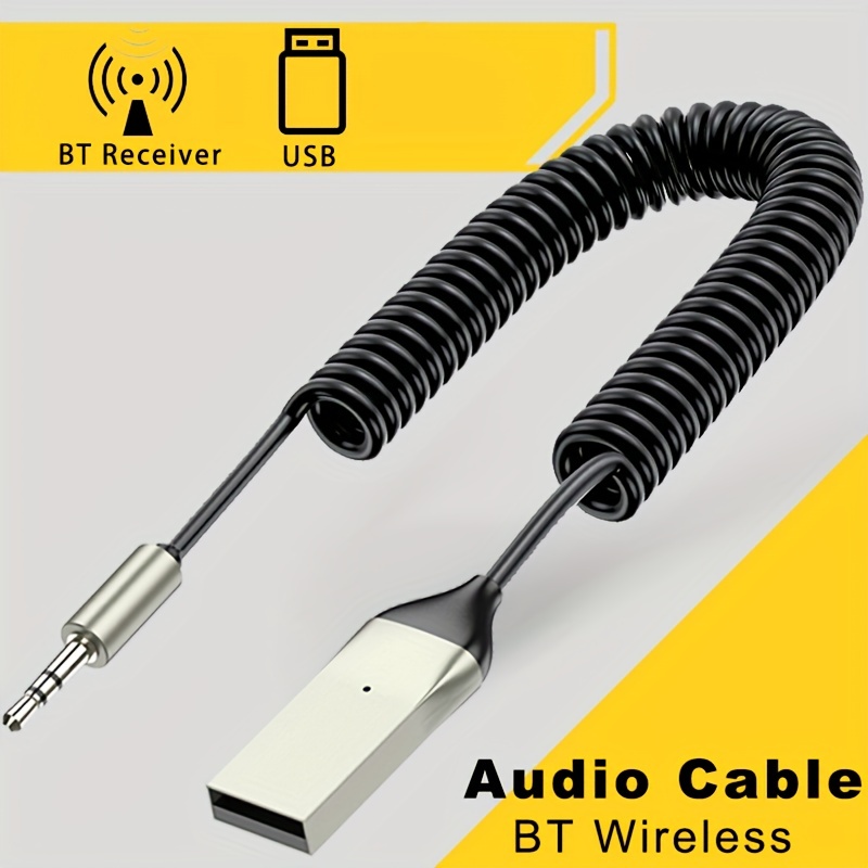 Aux - Adaptador Bluetooth 5.0 para estéreo de coche, llamadas manos libres,  auriculares con cable, altavoz de audio para el hogar, cancelación de  ruido, receptor de música AUX Bluetooth con doble conexión - (