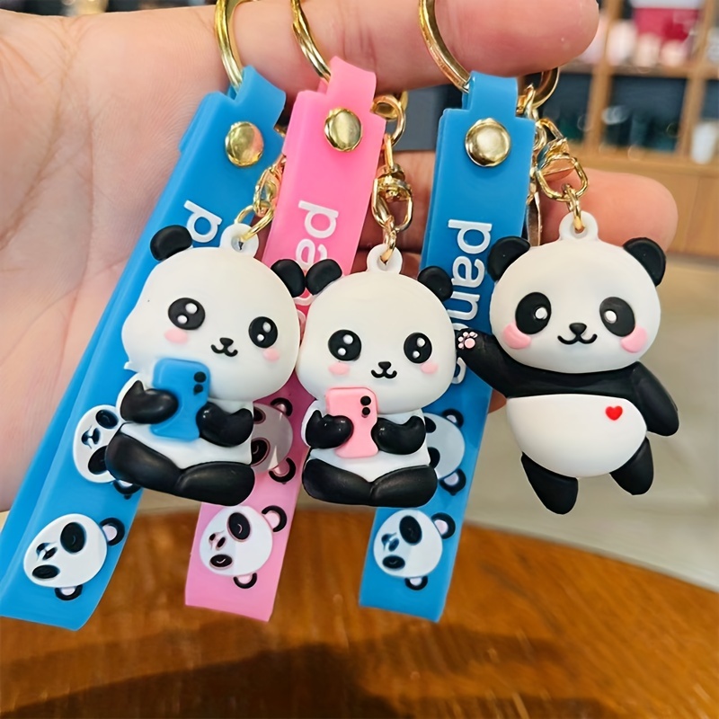 1pc Cute Cartoon Couple Red Panda Keychain Pendant Car Bag Key Ring Chain Lover Gift,Bag Accessories,Temu
