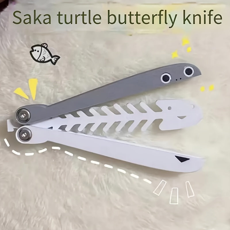 Cute Cool Fish Bone Shark Design Butterfly Knife Safe - Temu