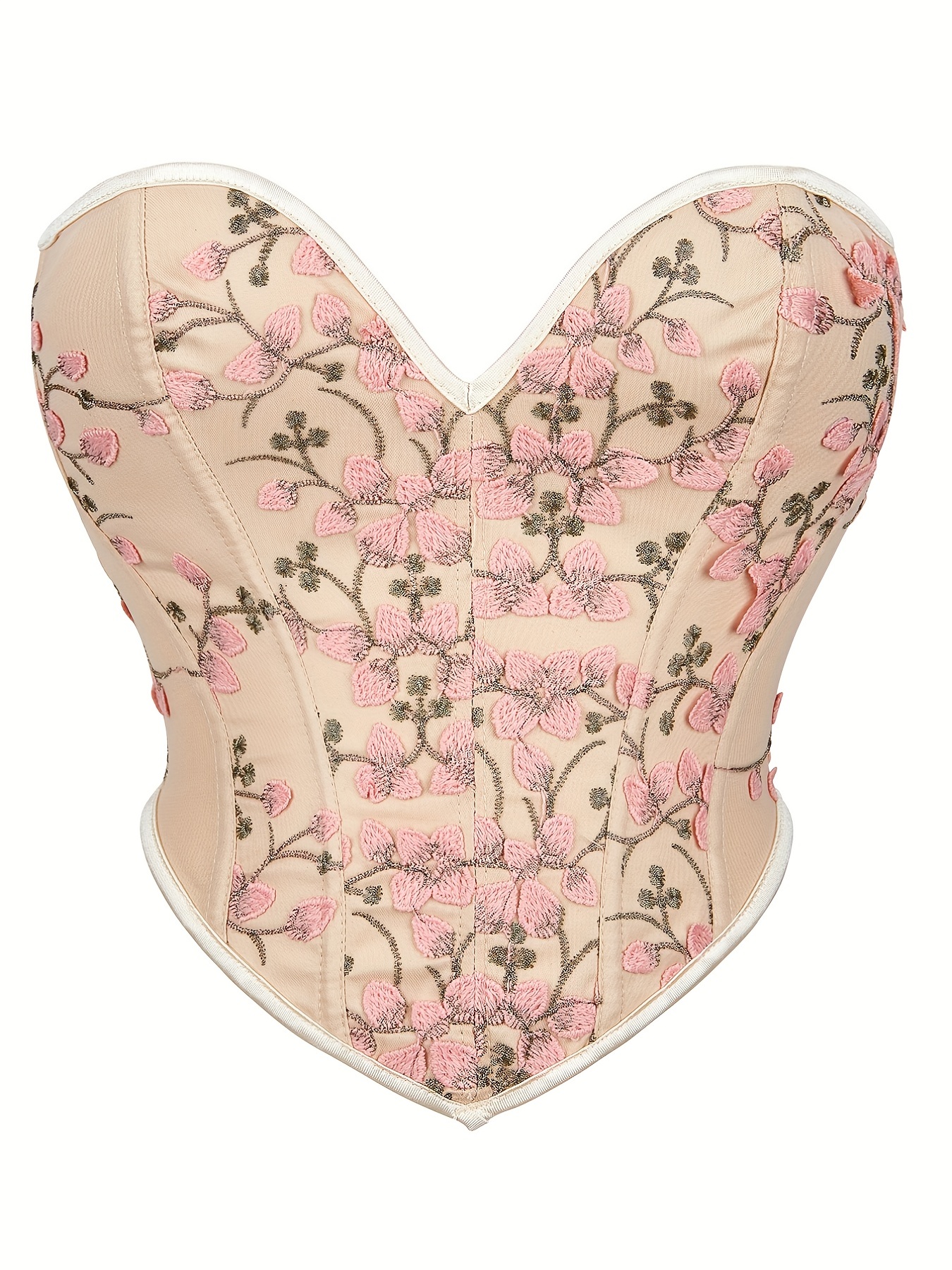 Floral Embroidery Strapless Corset Push Slimming Lace Body - Temu Canada