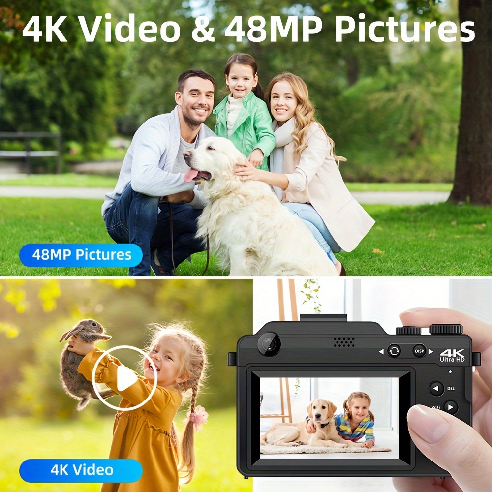 4k digital camera for photography autofocus 48mp wifi vlogging camera 3 inch screen compact travel camera for pictures 16x digital zoom digital camera for adults teens christmas new year gift