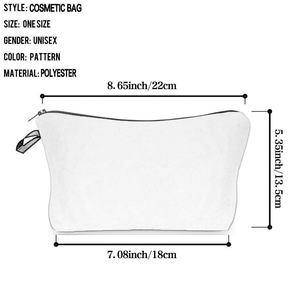 Dino Pattern Zip Storage Bag Lightweight Makeup Pouch