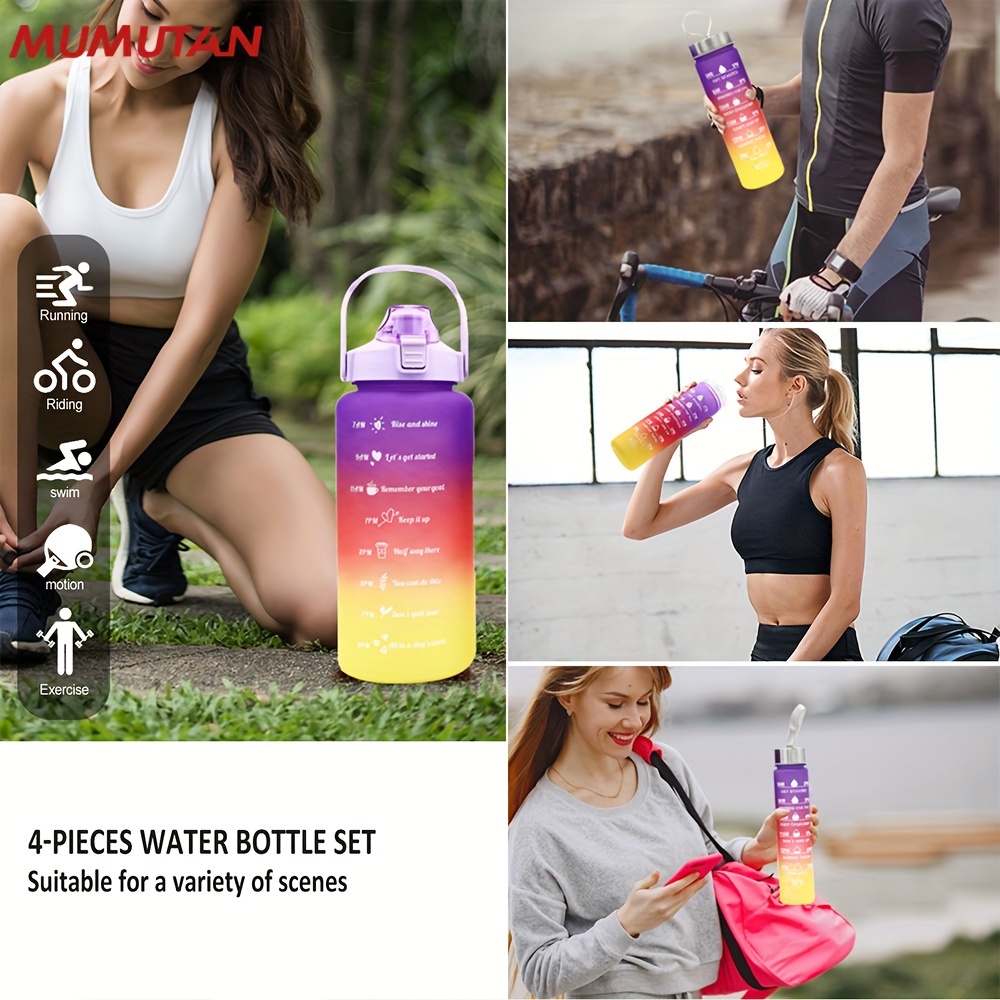 Gradient Water Bottle Set: Leakproof Straw equipped - Temu