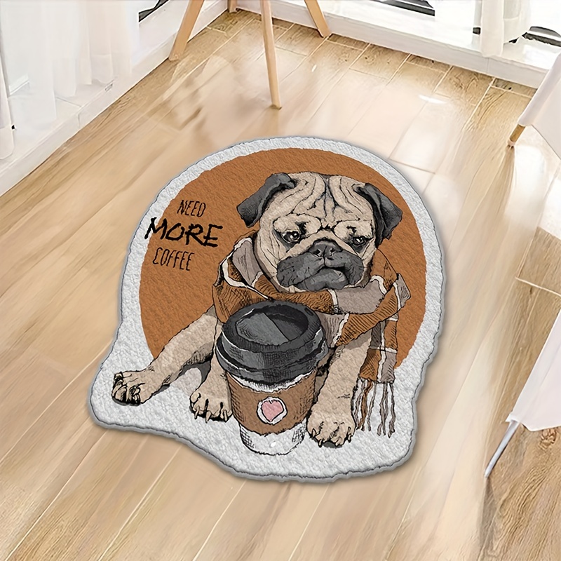 Lovely Pug Dog Water Absorption Anti-Slip Door Mat Cartoon Cute
