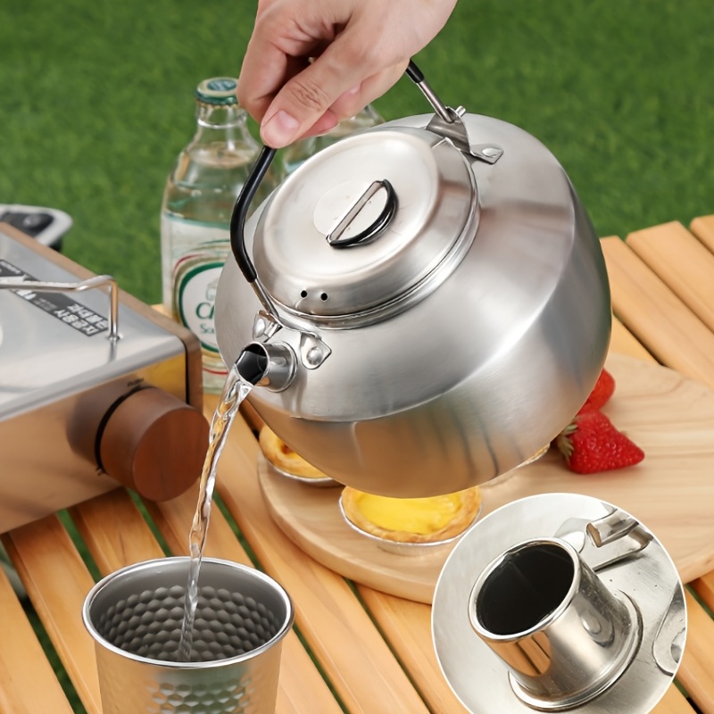 Stainless Steel Kettle Whistling Tea Kettle Coffee Kitchen Stovetop  Induction for for Home Kitchen Camping Picnic 4L