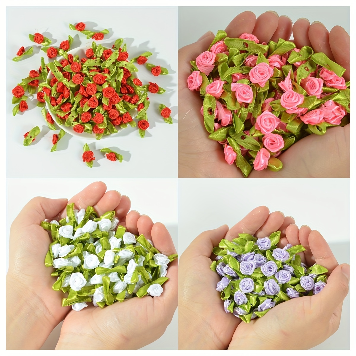 1.5'' Satin Ribbon Roses Flowers 4cm Sewing DIY Crafts Supplies