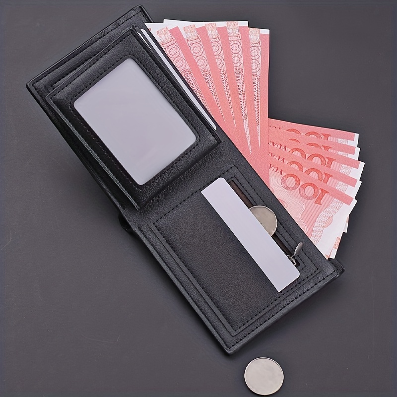 Men's Leather Short Wallet Eagle Tower Letter Pattern Wallet Money Clip  Multi-card Card Holder Horizontal Wallet Coin Purse Gift For Men - Temu