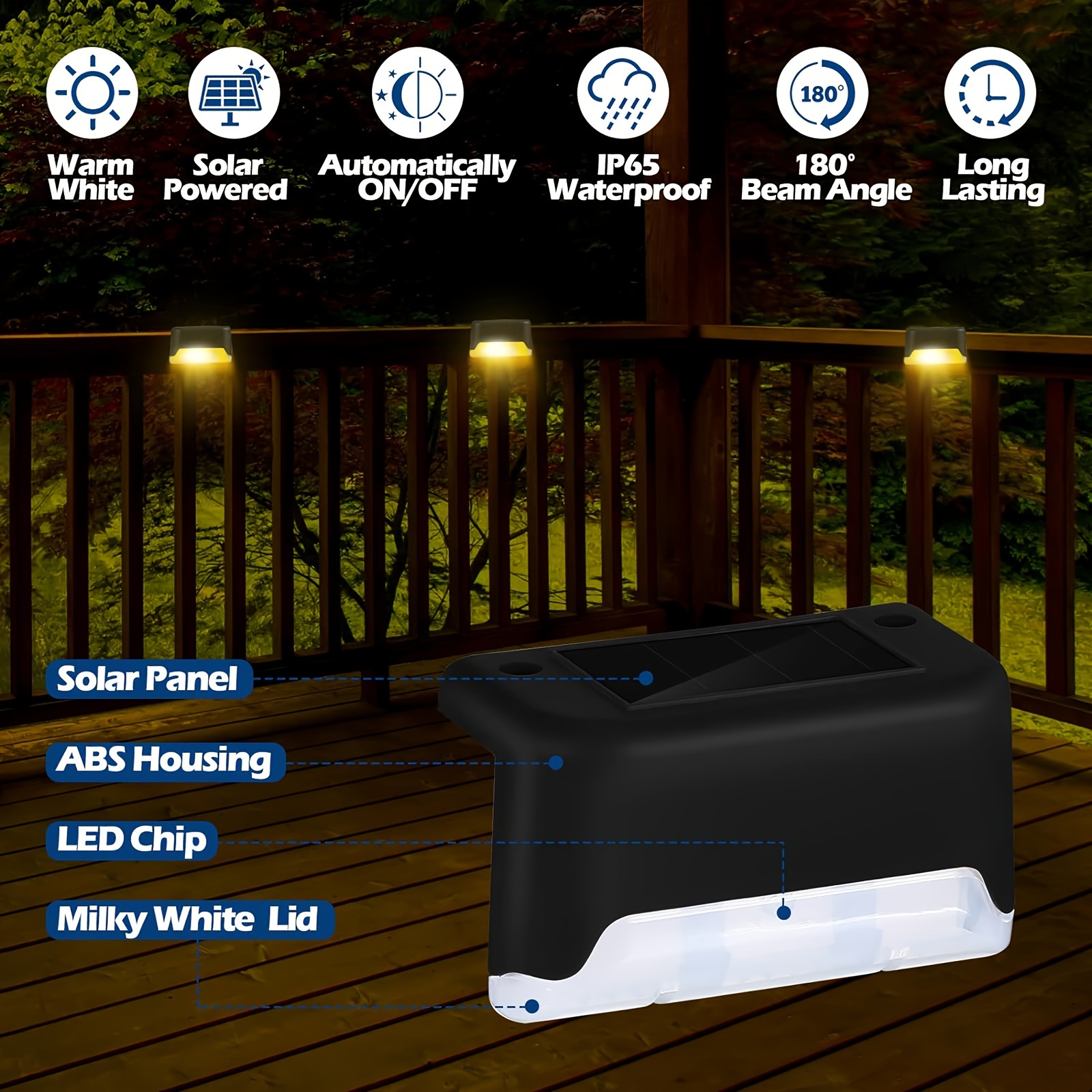 8 pack clearance solar deck lights