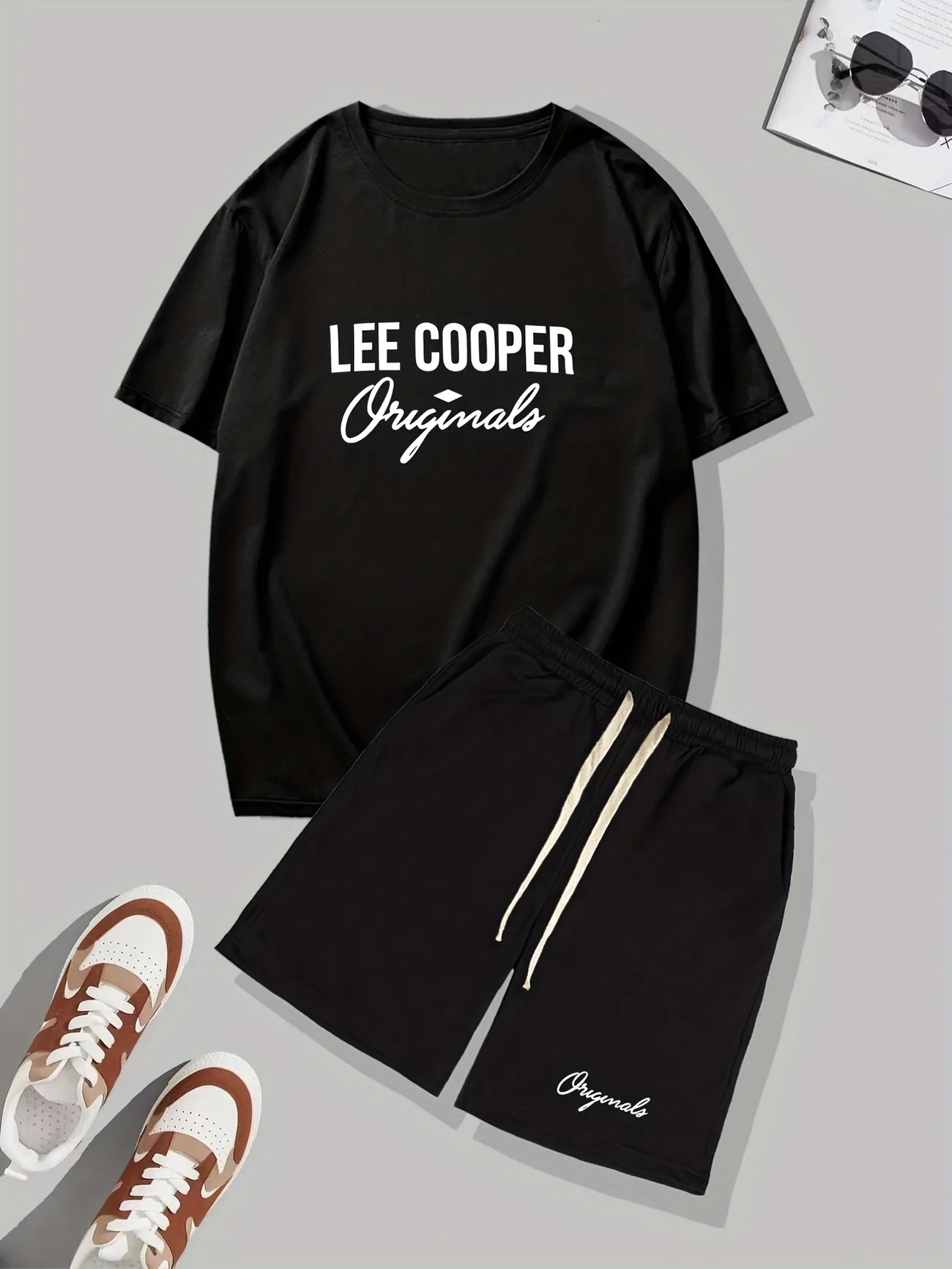 Meningsløs dæk kort Lee Cooper Print Mens 2pcs Casual T Shirt And Loose Drawstring Shorts |  Shop On Temu And start Saving | Temu
