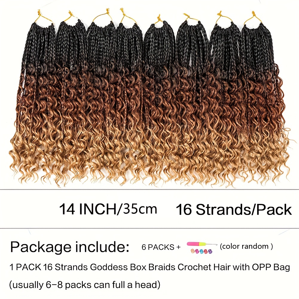 1- 6 Packs Ombre Box Braids Crochet Hair 14 18 inch Boho Goddess