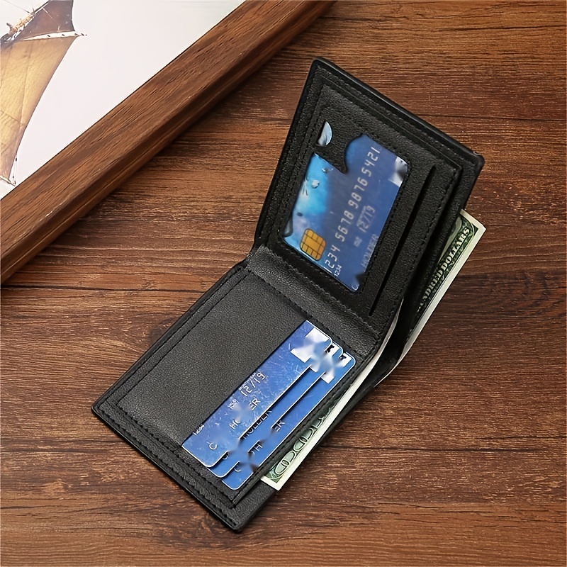 Men's Wallet Short Money Clip, Fashion Multi-card Lychee Pattern