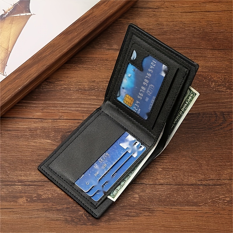 Men's Casual PU Leather Short Wallet Large Capacity