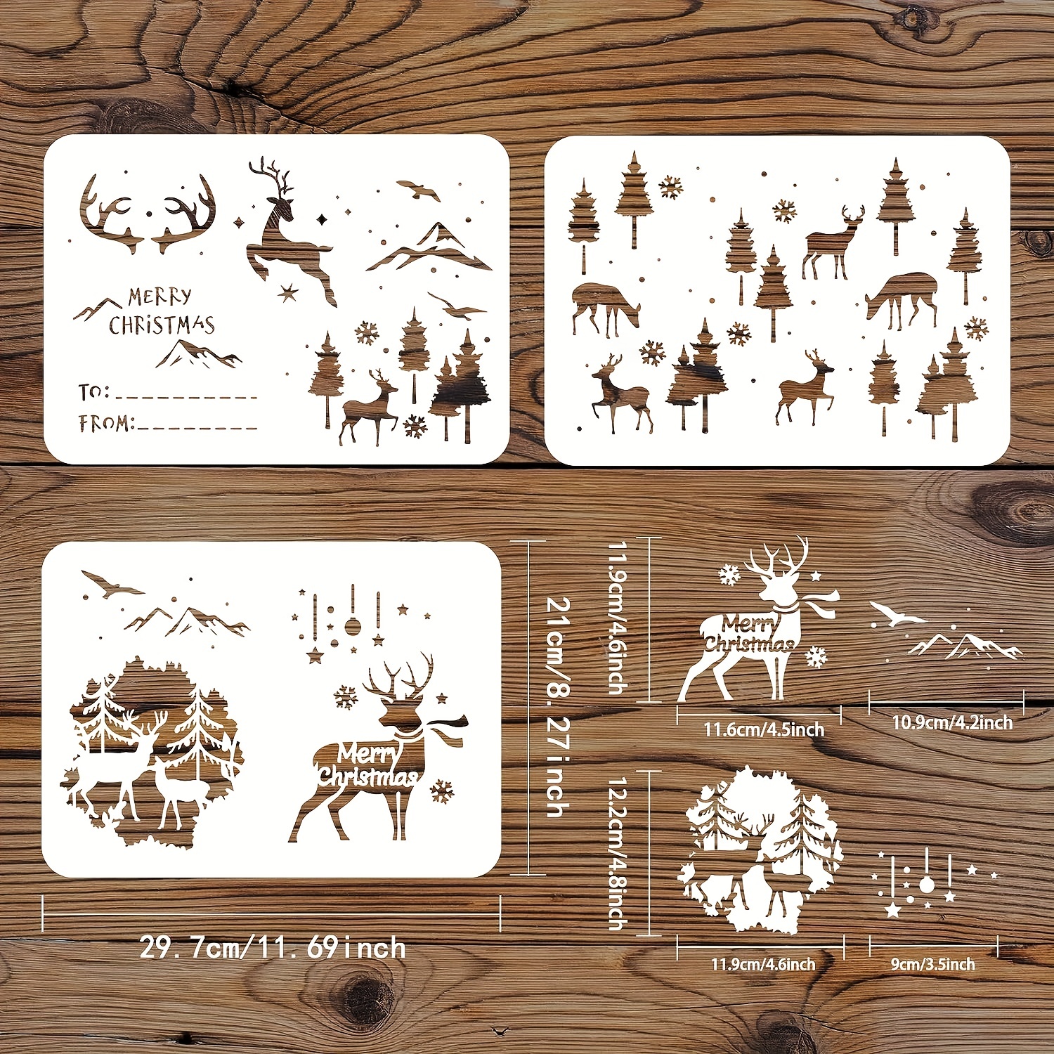 6pcs Deer Stencils Forest Mountain Tree Deer Head Stencils For Wood Burning  Stencil Template Stencils For Painting On Wood Crafts Home Decors (Deer)