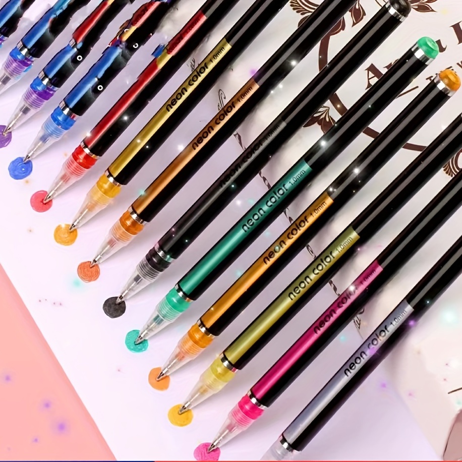 48 Colors Glitter Neon Pen Highlighter Gel Pens School Writing Stationery  Children Drawing Doodling Art Markers