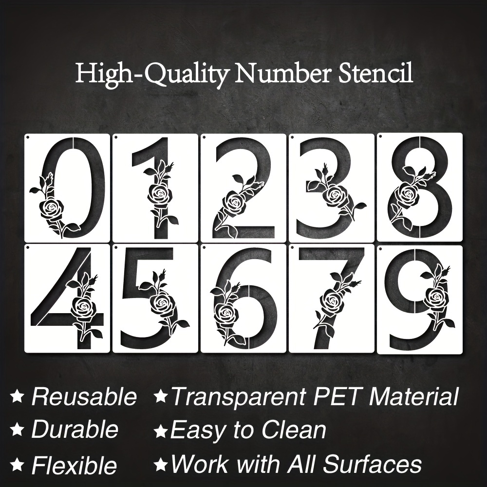4 Tall Modern Style Number Stencils, 0-9 Number Stencils, Number Stencil  Set, Number Stencils for Wood, Number Stencils 