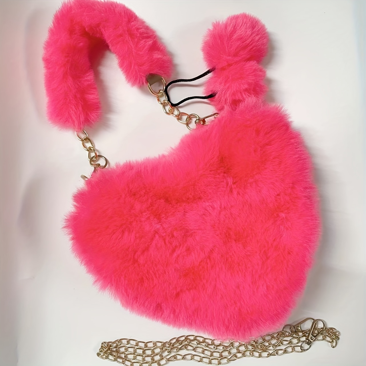 Girls Elegant Cute Creative Plush Heart Shaped Handbag - Temu