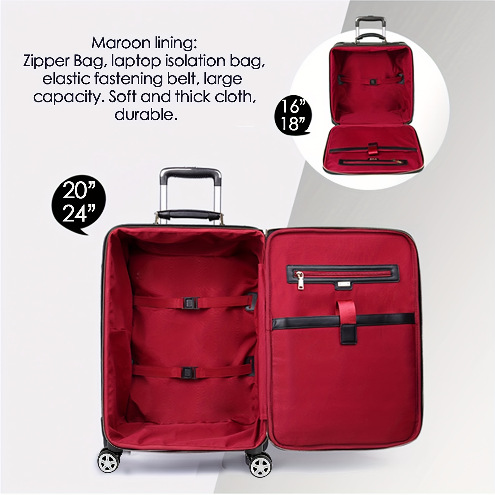 Portable Large Capacity Luggage Suitcase Set Argyle Quilted - Temu