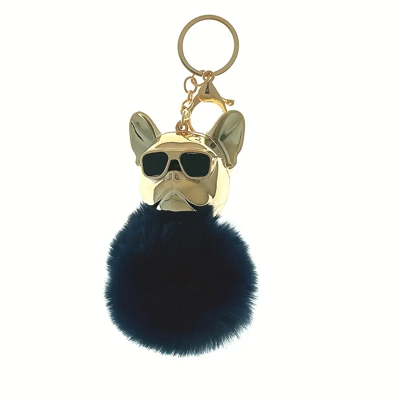 French bulldog bag charm Pom Pom Keychain Fluffy cute