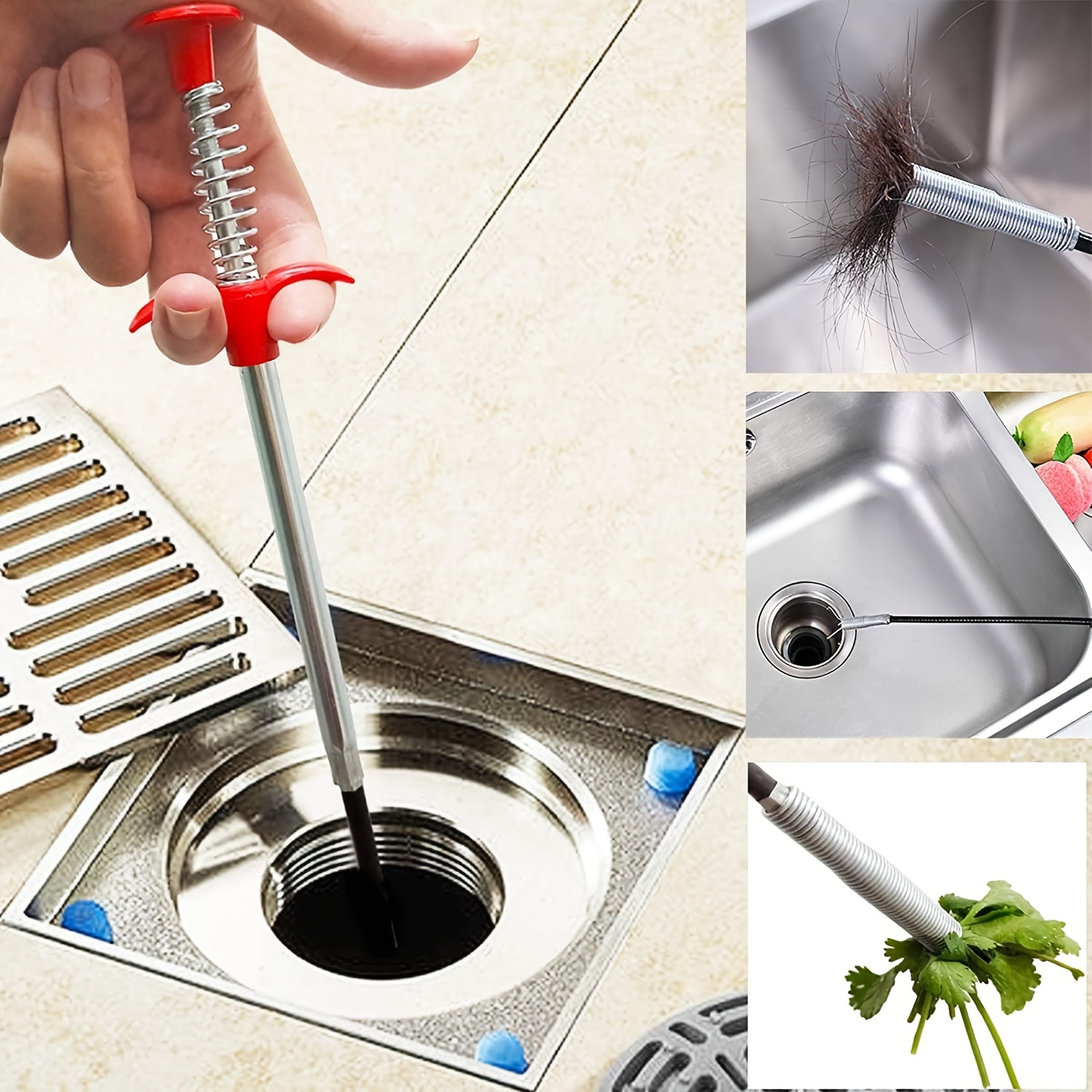 Spring Pipe Flexible Dredging Tool Kitchen Sink Trash Grabber Sewer Cleaner Drain  Auger Unclog Hair Drains For Bathroom Toilet