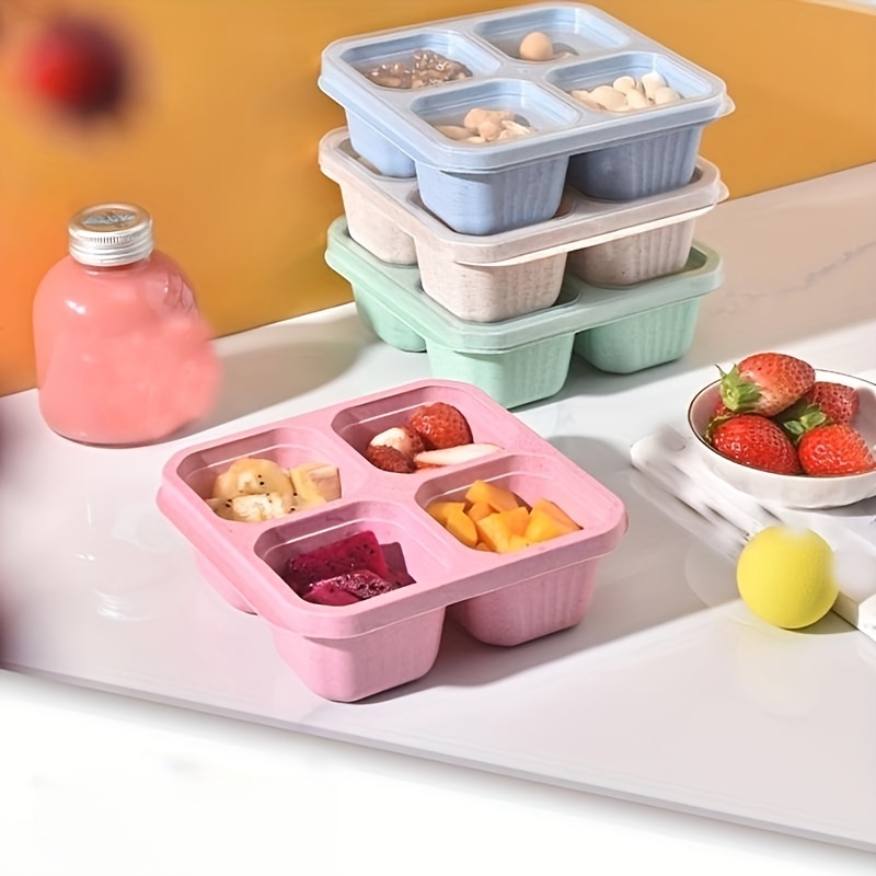 1set Snack Containers with knife and fork, 3 Compartments Bento Snack Box,  Reusable Meal Prep Lunch Containers for Kids Adults, Divided Food Storage  Containers for School Work Travel
