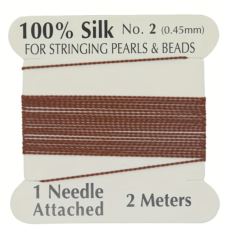 2, 0.45mm Griffin Silk Bead Cord with Needle, Dark Brown – Garden