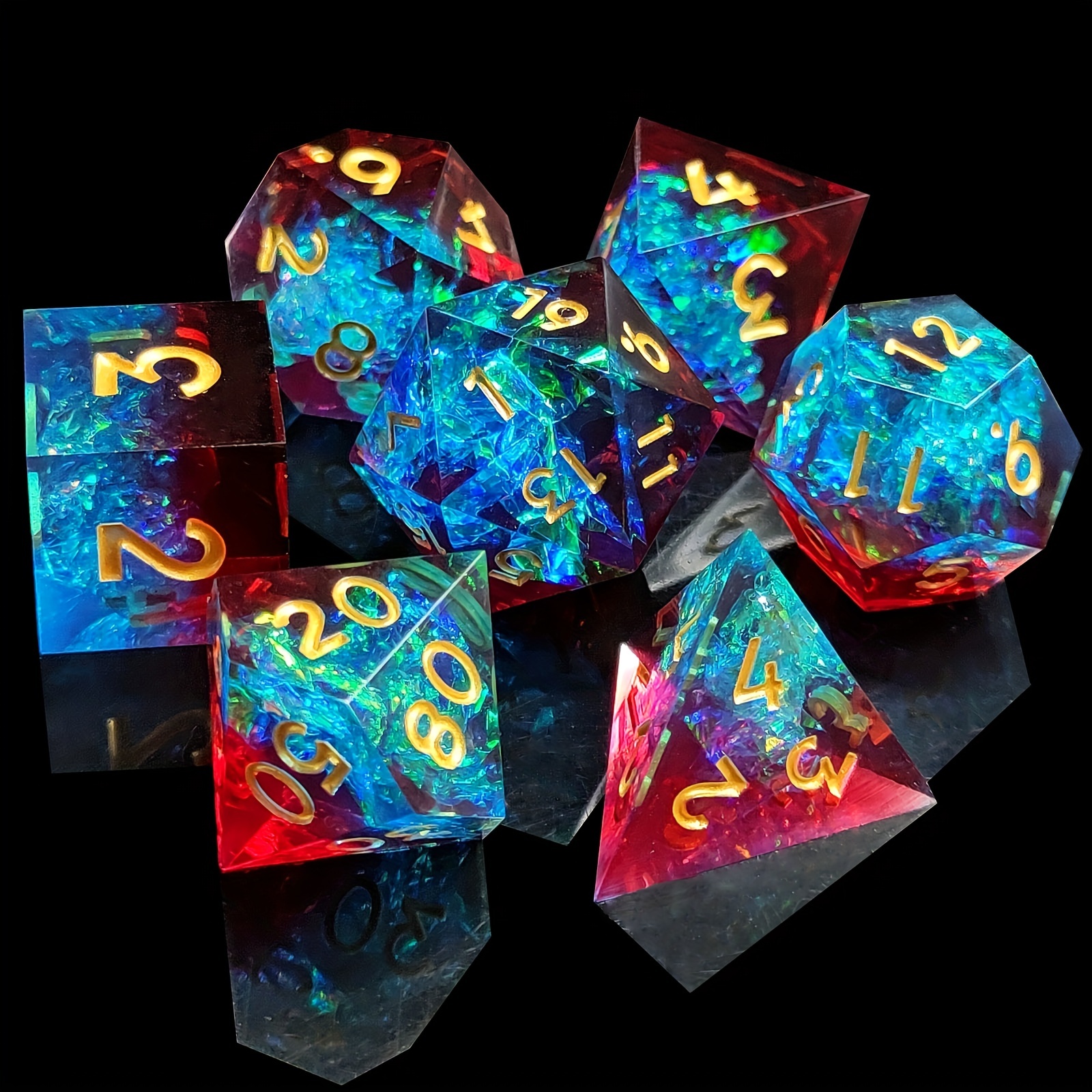 Set di dadi a nucleo liquido Dadi Dnd poliedrici con resina a bordo  tagliente D6 D20 Dadi D&D RPG Gioco da tavolo Dadi Regalo Giochi da tavolo  Accessorio