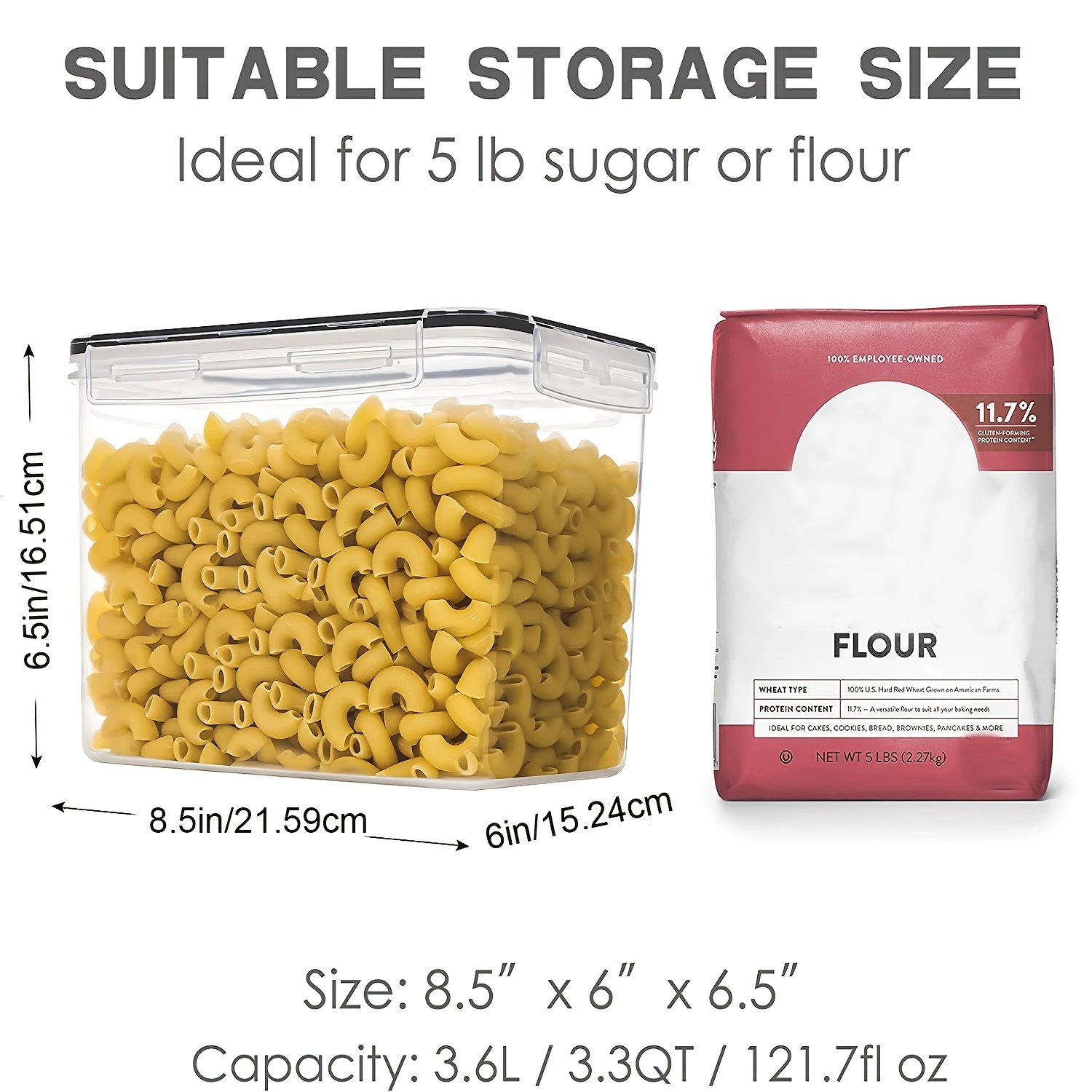 Flour And Sugar Container With Lids (6.5 Liters Each) - Airtight