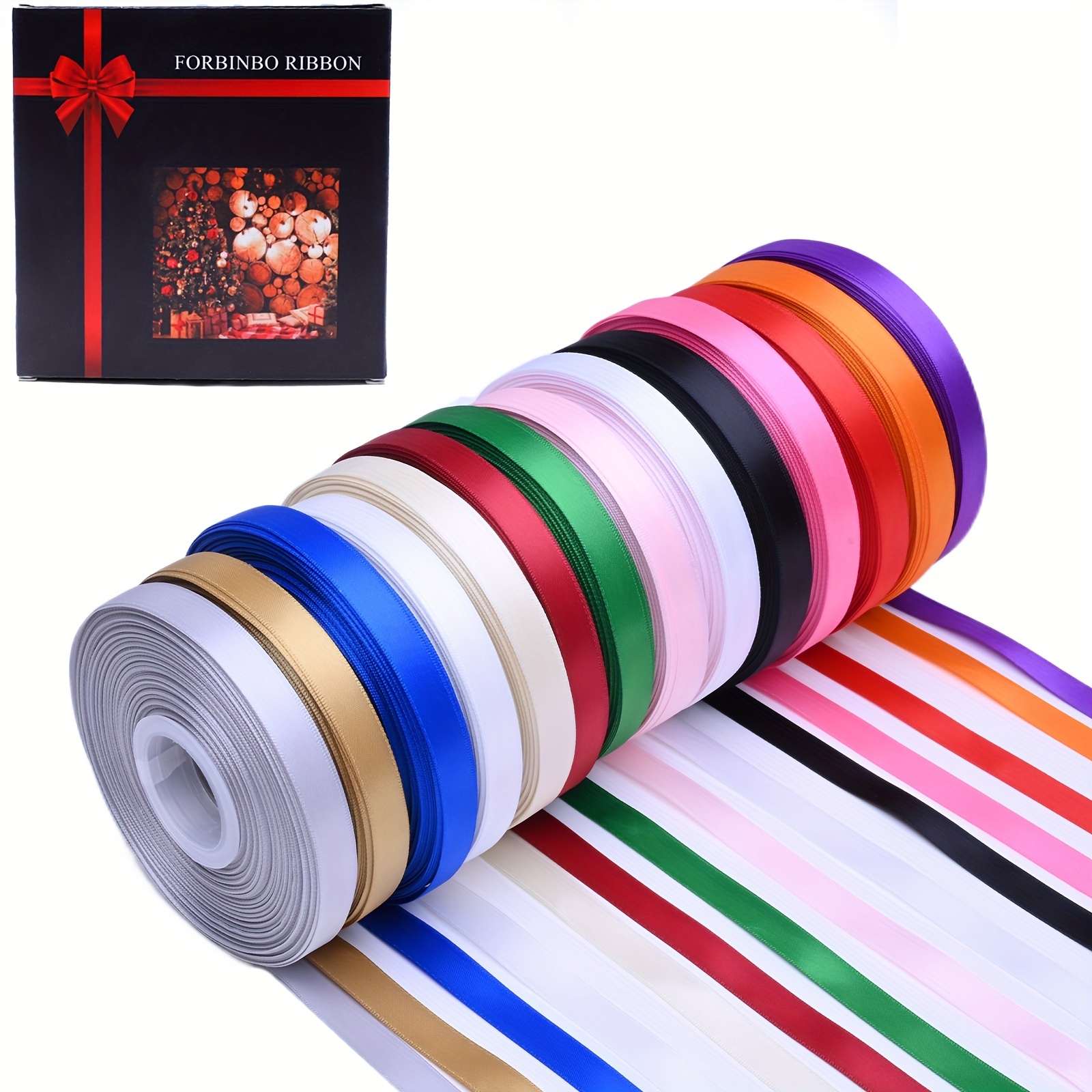 Solid Color Double Faced Satin Ribbon X 50 Yard - Temu