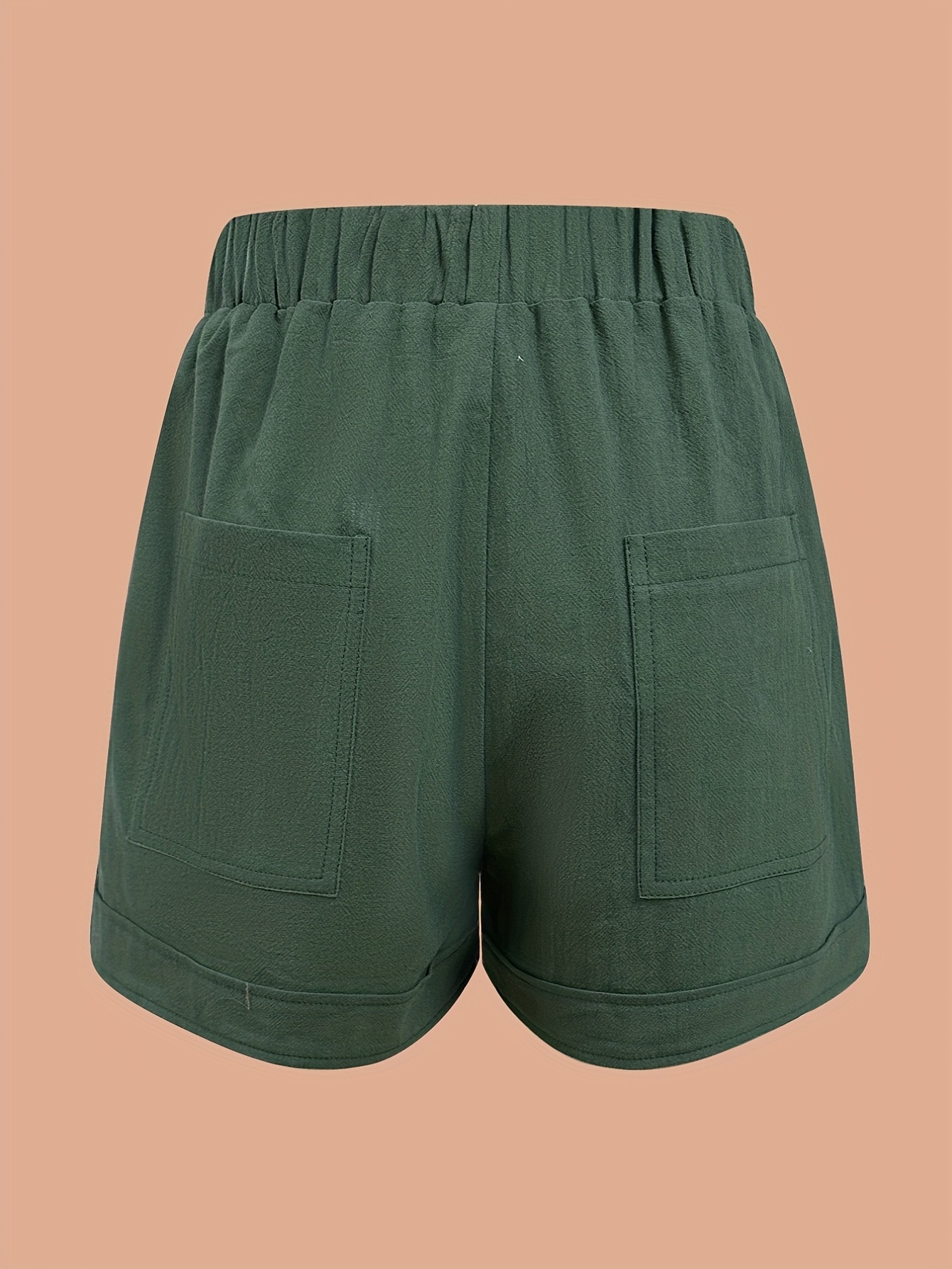 women's casual solid color green shorts adjustable - Temu