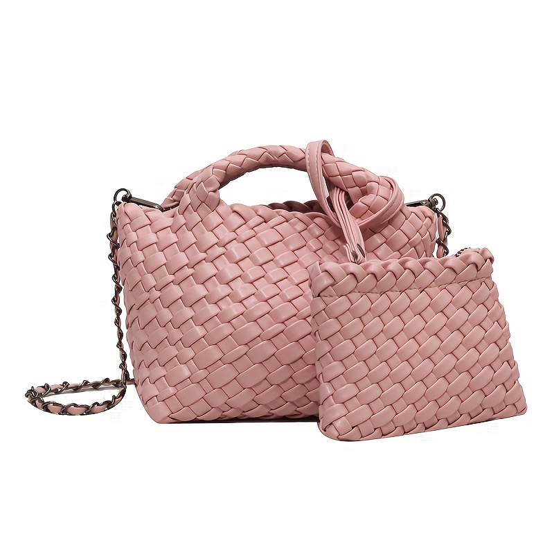 Braided Top Handle Shoulder Bag for Women, Trendy Designer Small