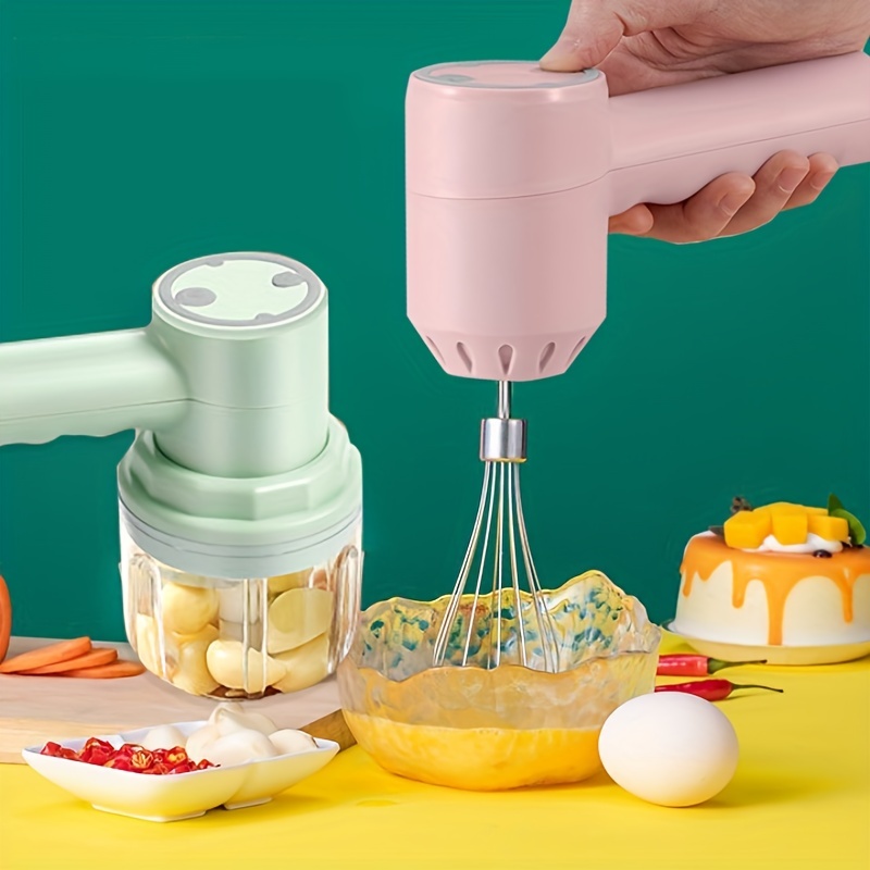 Wireless Portable Electric Hand Mixer: 3 Speeds, 2-in-1 Hand Blender & Meat  Grinder, Eggbeater, Cream Beater, Baby Food Chopper, & Garlic Masher! - Temu
