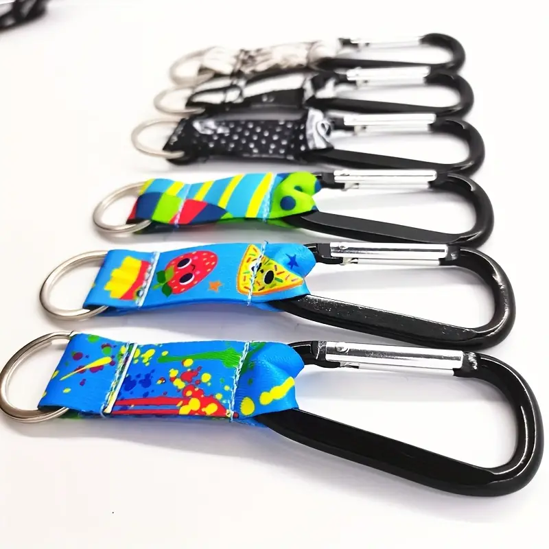 SYJIUHUI Colorful Keychain with Metal Buckle, D-Shaped Key Ring Carabiner Pendant, Suitable for Keys, Backpacks, Camping, Hiking, Travel, Gift for Boys