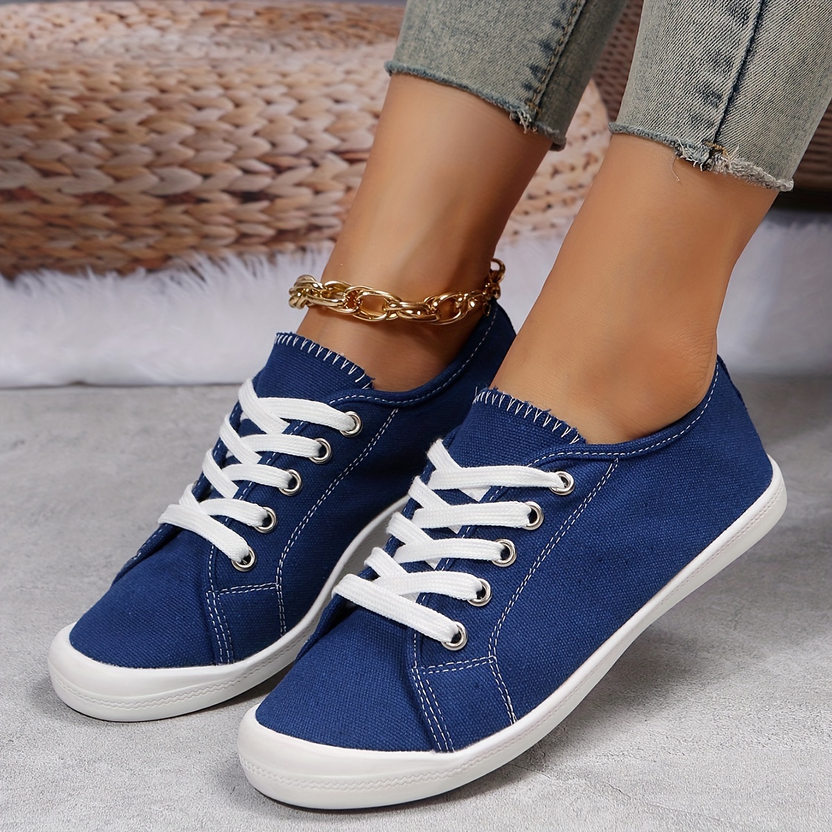 Women's Canvas Lace Up Casual Shoes Lightweight & Comfortable