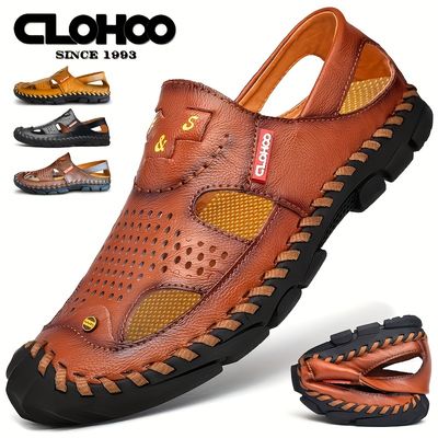 Sandalias para hombres CLOHOO, duraderas, hechas a mano, con punta cerrada, antideslizantes, para interior y exterior, playa